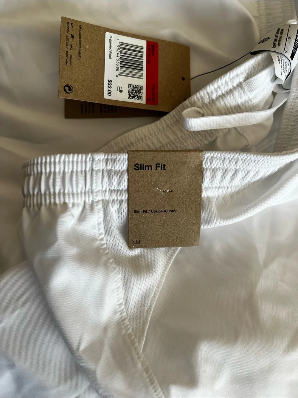Nike Men's White Athletic Shorts with Elastic Waist